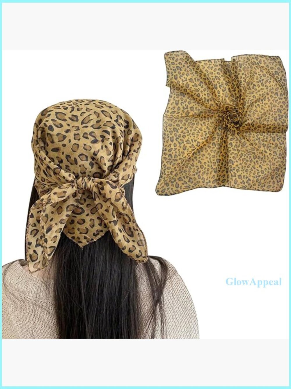 Leopard Print Scarf, 25.5x24.5, Polyester, 3-in-1 Headband Neckerchief Belt